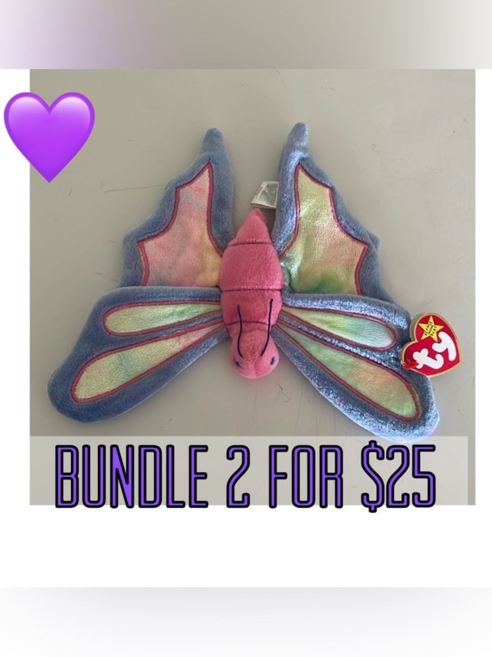 💜2 for $25💜 1999 Flitter the Butterfly Beanie Baby